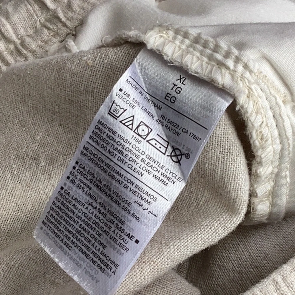 Old Navy Pants Womens XL Beige Linen Blend Pull On Straight Taper Pockets - Picture 6 of 6